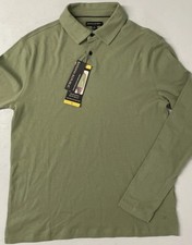 NEW Banana Republic Men's Luxe Touch Long Sleeve Polo Shirt Cotton SMALL GREEN