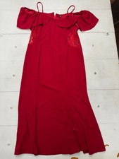 Shein Curve Solid Red Off Shoulder Long Side Lace Dress Womens Size 4XL