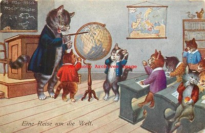 Arthur Thiele, WSSB No 4370, Anthropomorphic Cat Teaching Kittens