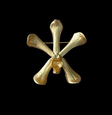 Beautiful Large Vintage Risis  22 K Gold Dipped Orchid Brooch Pin Pendant Signed