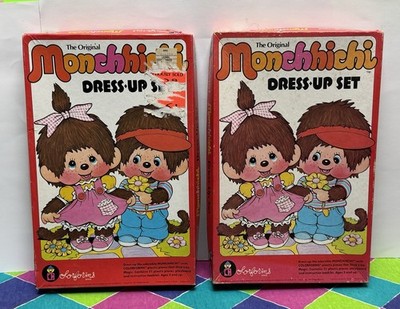 MONCHHICHI  ORIGINAL COLORFORMS, LOT OF 2 TLC BOXES, PLAYSET, OUTFITS, 1981!