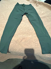 FLX Women’s Green Solid Ankle Leggings Pull On Stretch Elastic Waist M