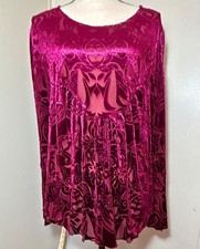 Ultra Pink Women s XL Burgundy Velvet Burnout Bell Sleeve Whimsigoth Witchy Y2K