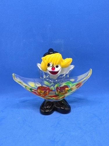 Murano Art Glass Hand Blown Clown  Bowl Ashtray Trinket Dish