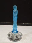 Fenton Glass Frosted Blue Morn Nymph W/ Flower Frog