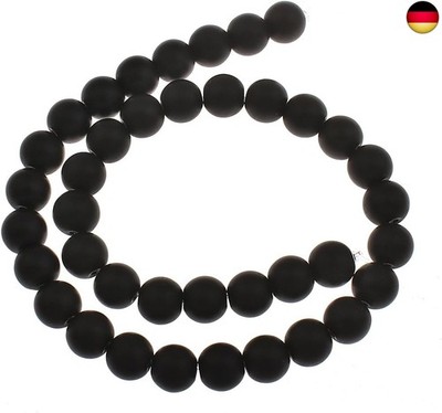 Onyx Halbedelstein Schwarz Perlen Poliert und Matt Set Halbedelstein, 45 Stück,