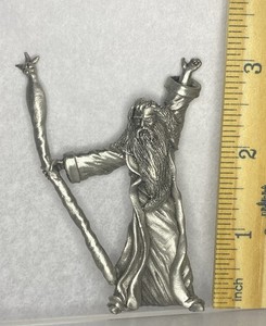 Figurine, Wizard. Unmarked. 3.25” Tall. Pewter Vintage