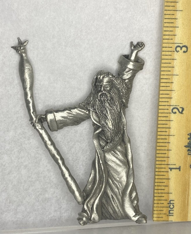Figurine, Wizard. Unmarked. 3.25” Tall. Pewter Vintage