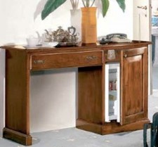 SCRIVANIA SCRITTOIO IN LEGNO ARTE POVERA 1 CASSETTO PORTA FRIGO NOCE SCURO