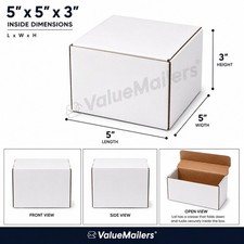 150 Mixed Size White Corrugated Mailer Shipping Boxes 5x5x3 6x4x4 6x6x6 50 Each