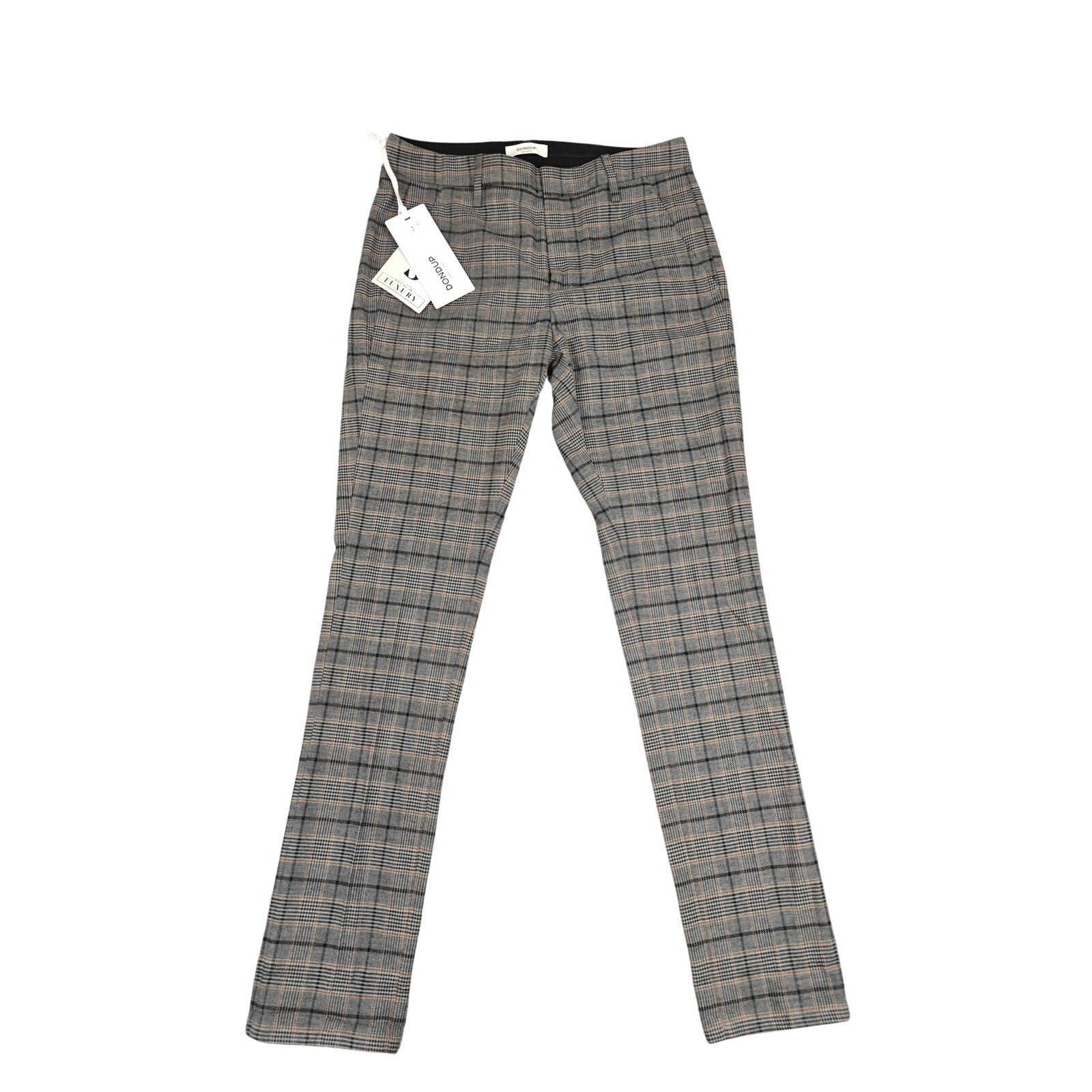 Dondup Pants Mens 29x30 Gray Gaubert Plaid Tweed Stretch Cotton Made Italy New