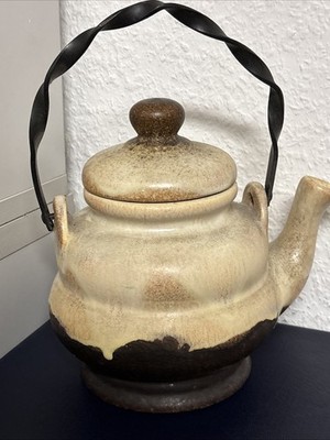 Teekanne Tea Pott Studio Keramik Lava Keramik West Germany Eisenhenkel Vintage !