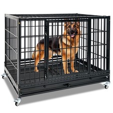 47" Collapsible Heavy Duty Dog Crate XL, Stackable Dog Cage Kennel for Large Dog