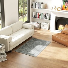 Produktbild - HOMCOM Teppich Wohnzimmerteppich im Modern Stil, waschbar Dunkelgrau Refurbished