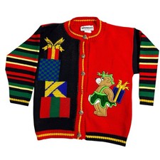 Ugly Christmas Sweater Kids 6/7 Bear W Gifts 90s Miniwaves Retro Holiday Knit