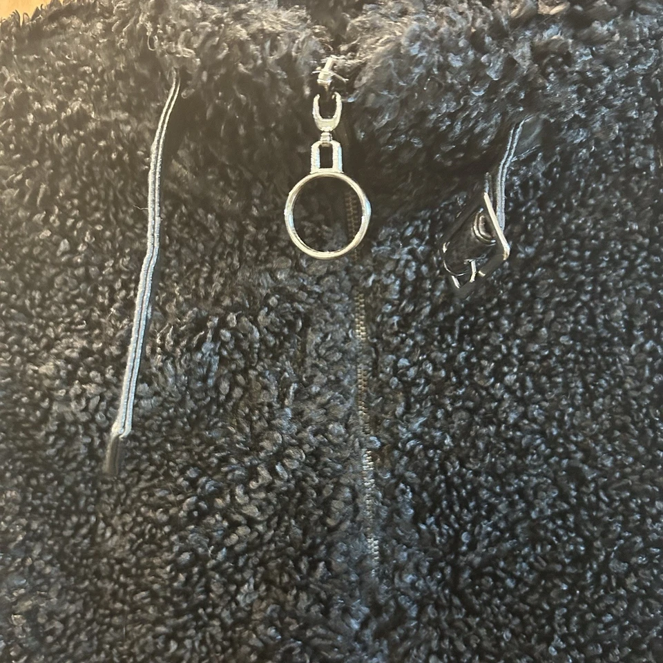 Chaqueta Madden Girl S negra imitación piel peluche imitación cuero ribete Foto 2 de 4