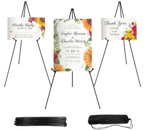 Amazon Basics 63” Tripod Easel Poster Display Stands – Lot of 3 – Portable Black