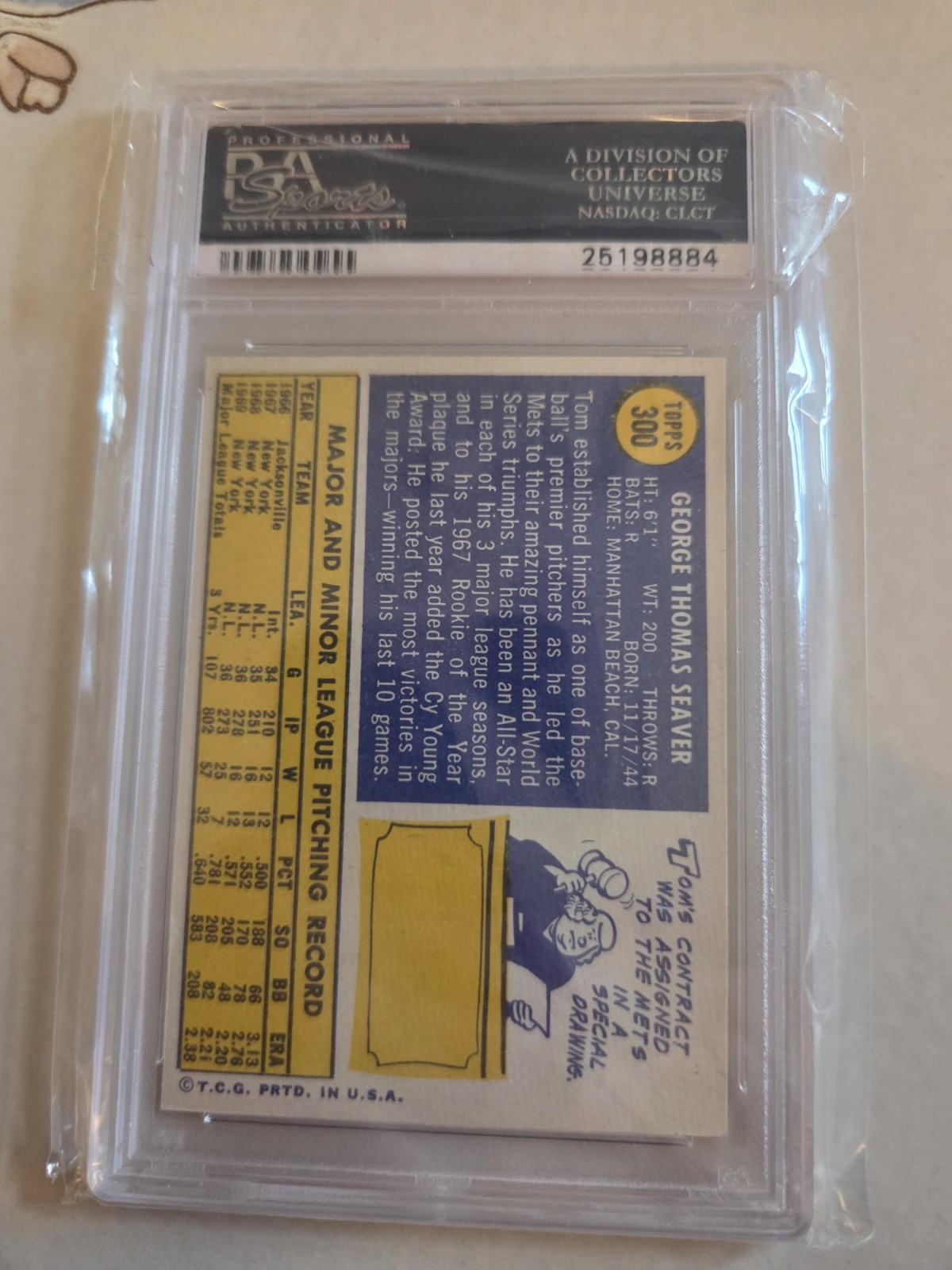 1970 Topps #300 Tom Seaver New York Mets HOF PSA 6 EX-MT Vintage Baseball⚾️⚾️⚾️ view 2
