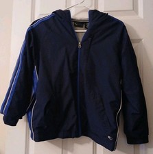 BOYS' YOUTH SZ M 10/12 TEK GEAR FULL ZIPPER HOODED WINDBREAKER JACKET-CLEAN