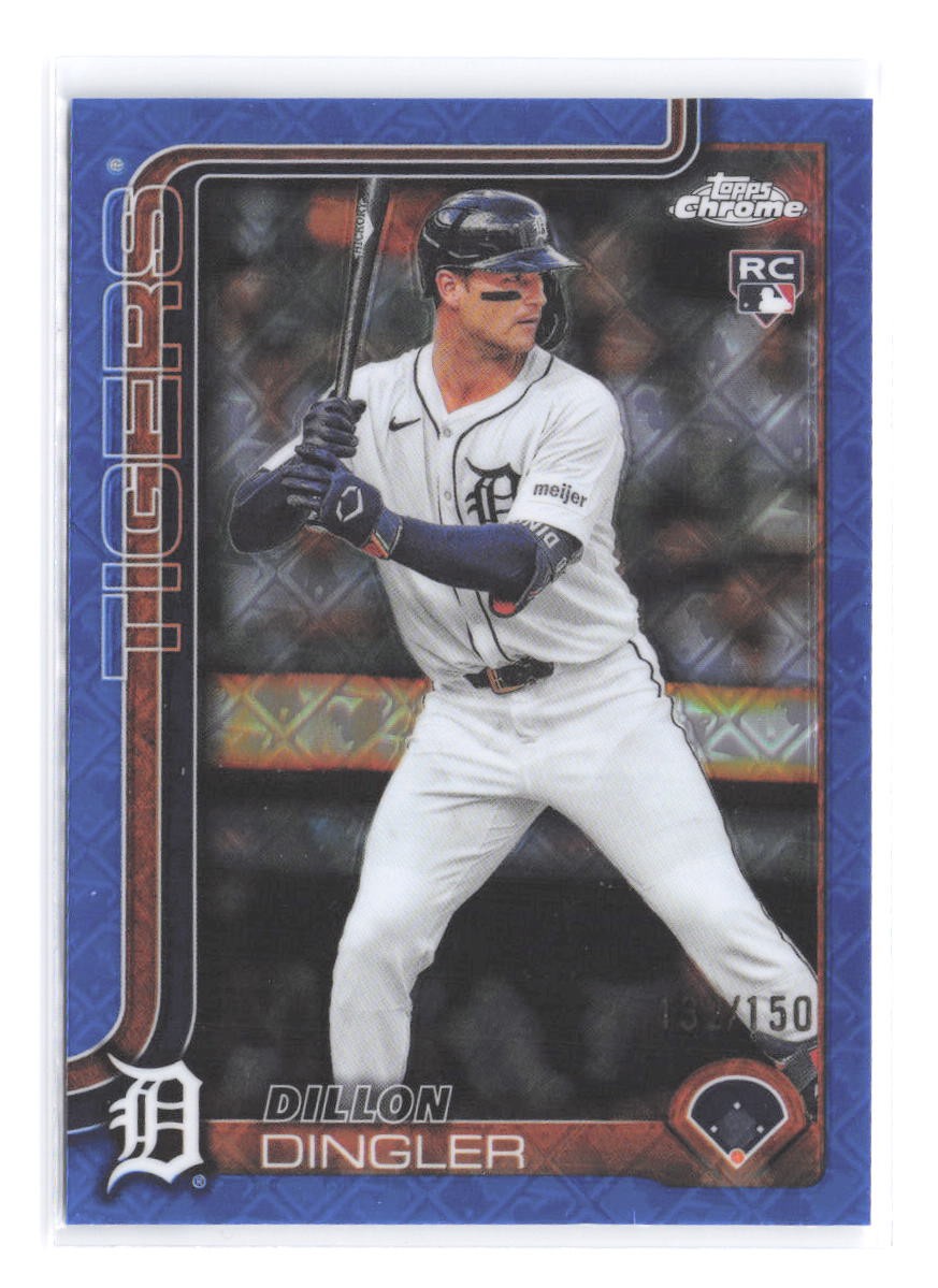 2025 Topps Chrome Logofractor Dillon Dingler #/150 Blue Refractor RC 274 Tigers