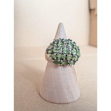 Vintage C&A Sterling Silver Peridot Cluster Dome Ring, Size 7.5, August Cocktail