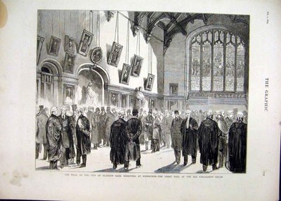Alter antiker Druck 1879 Prozess Glasgow Bankdirektoren Edinburgh Parlament 19.