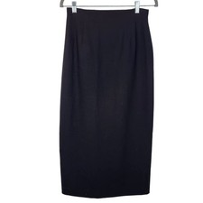 Vintage Talbots Pure Wool Black Slim Straight Maxi Skirt Size 8