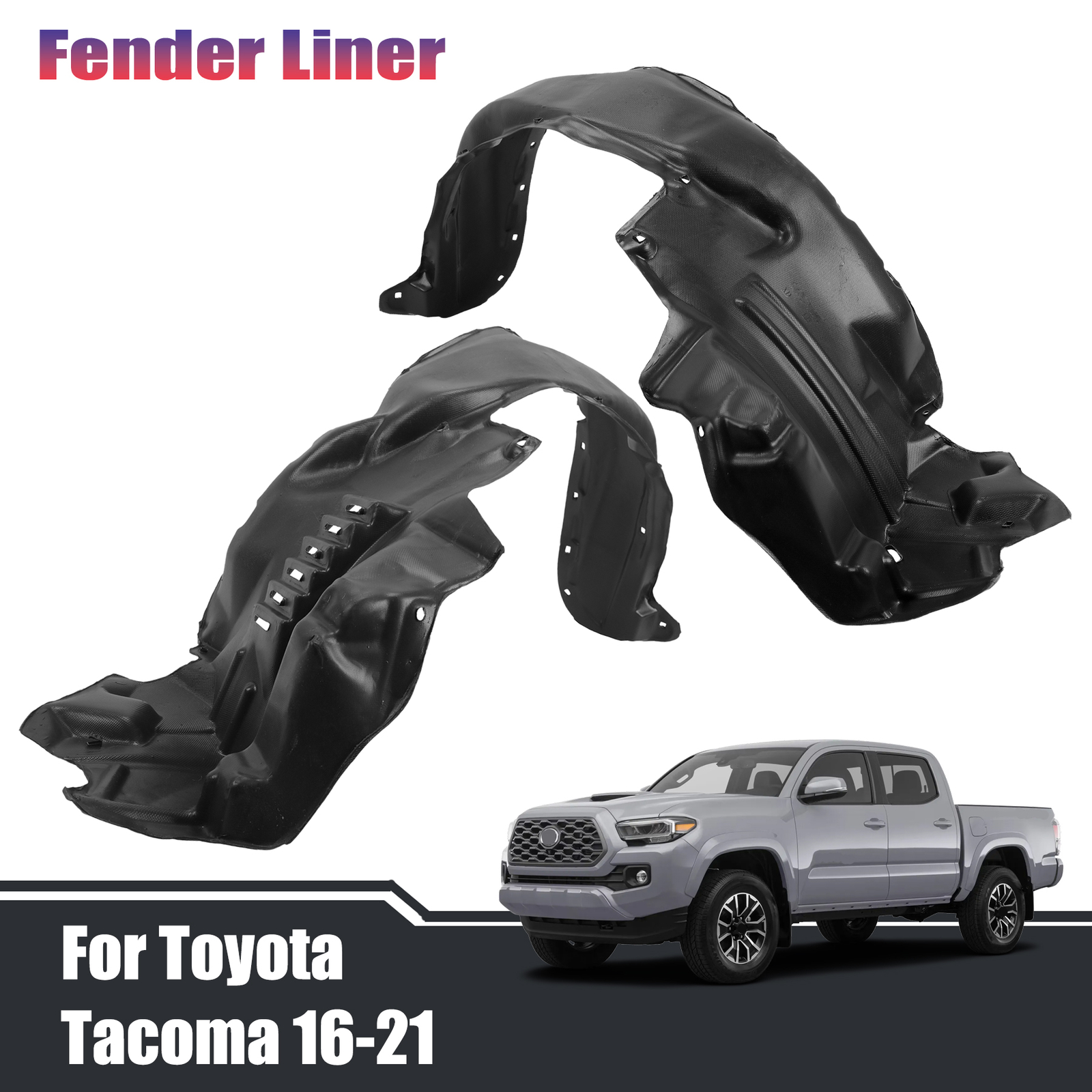 Fender Liner Set Front Driver And Passenger Side Fits 2016-2021 Toyota Tacoma