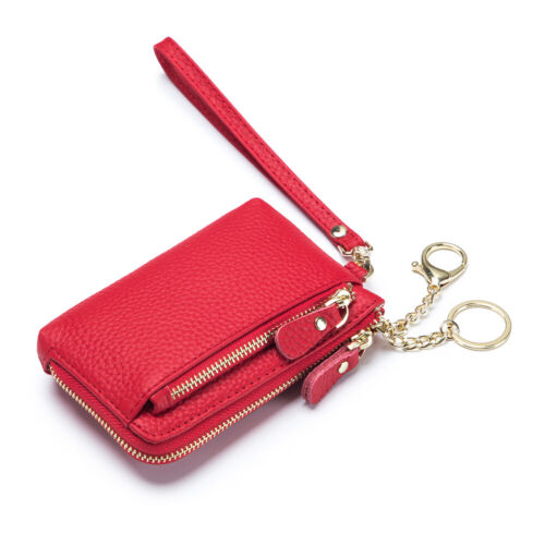 Slim Leather Double Zipper Womens Wallet Coin Card Holder Purse with Wrist Strap - Picture 14 of 41