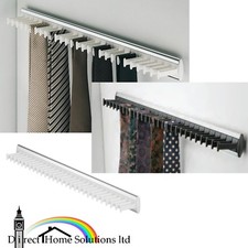 Hafele Tie Rack Hanger For 28 Ties, White / Black Hooks, Wall Wardrobe Rail Fix