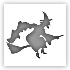 Witch on Broom 1 Halloween Stencil - Choose a Size - Laser-Cut Reusable Plastic