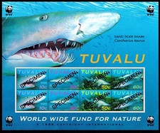 Tuvalu 2000 Sand Tiger Shark - WWF 'Specimen' Mint MNH Miniature Sheet SC 816e