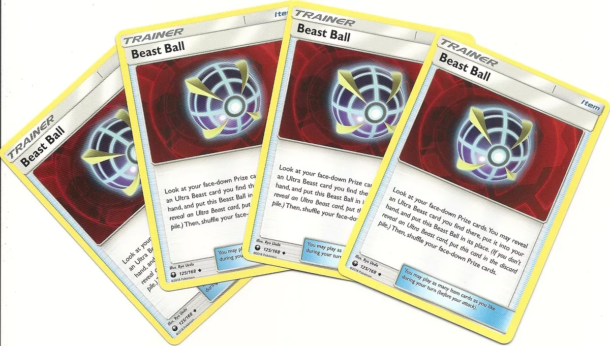 4x BEAST BALL 125/168 CELESTIAL STORM Pokemon- Uncommon Trainer-NM/M