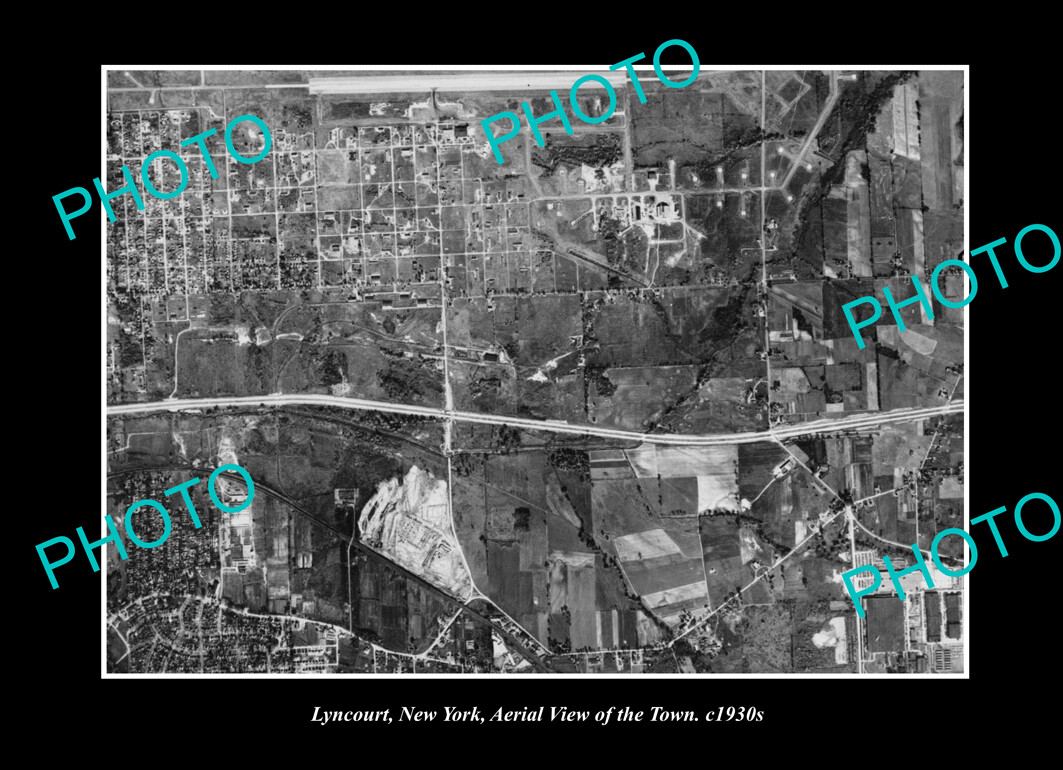 OLD LARGE HISTORIC PHOTO LYNCOURT NEW YORK AERIAL VIEW OF THE TOWN