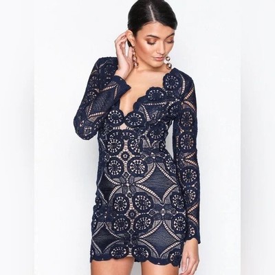 LOVE TRIANGLE for ASOS Knit Crotchet Lace Mini Dress Size 10 | eBay