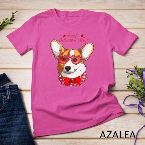 Lindo Día de San Valentín Perro Regalo Unisex Camiseta Galesa Corgi Face Corazón Gafas - Imagen 10 de 15