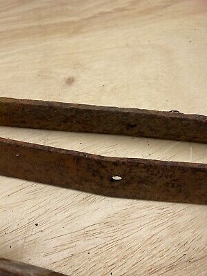 Buy Antique 1800’s Barn Strap Hinges Hand Wrought Iron Round Ends 27 Inches