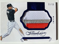 GIANCARLO STANTON 2016 PANINI FLAWLESS SAPPHIRE 3-COLOR PATCH  /15!!