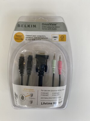 BELKIN 10  OMNIVIEW KVM CABLES FOR SOHO SERIES W/AUDIO VGA/PS2  Computer Cable