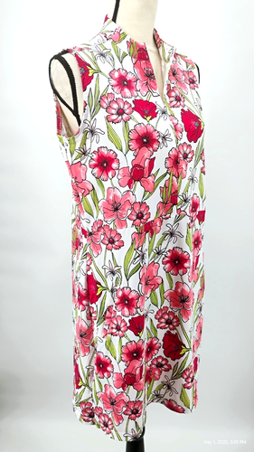 NUEVO Vestido de Golf Cola Andreina Sin Mangas Floral Flores Fresa Bolsillos con Cremallera L - Imagen 10 de 24