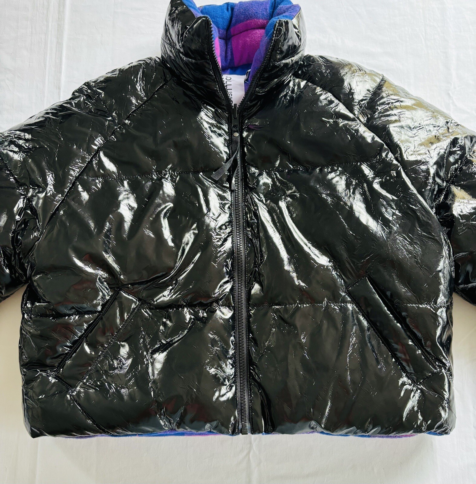 Collusion Reversible Check Puffer Jacket Purple B… - image 4