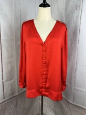 H&M Bright Red Station Blouse Studded Women’s Size 14