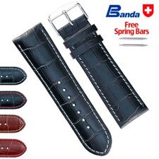 Banda Premium Grade Calfskin Alligator Grain Leather Watch Bands, Size 18mm-26mm