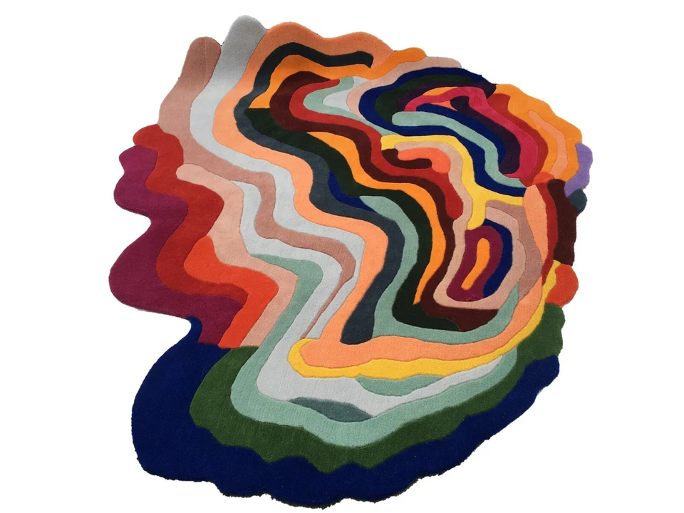 Hand Tufted Irregular Rug, Melting Wool Area Rug for Living Room size 8x8 9x9 Ft - Image 4 of 4