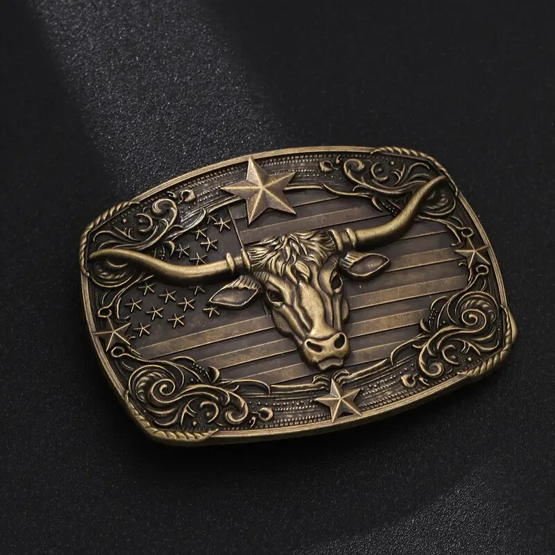 American Flag Belt Buckle - Western Cowboy Cowgirl Silver  display picture 1