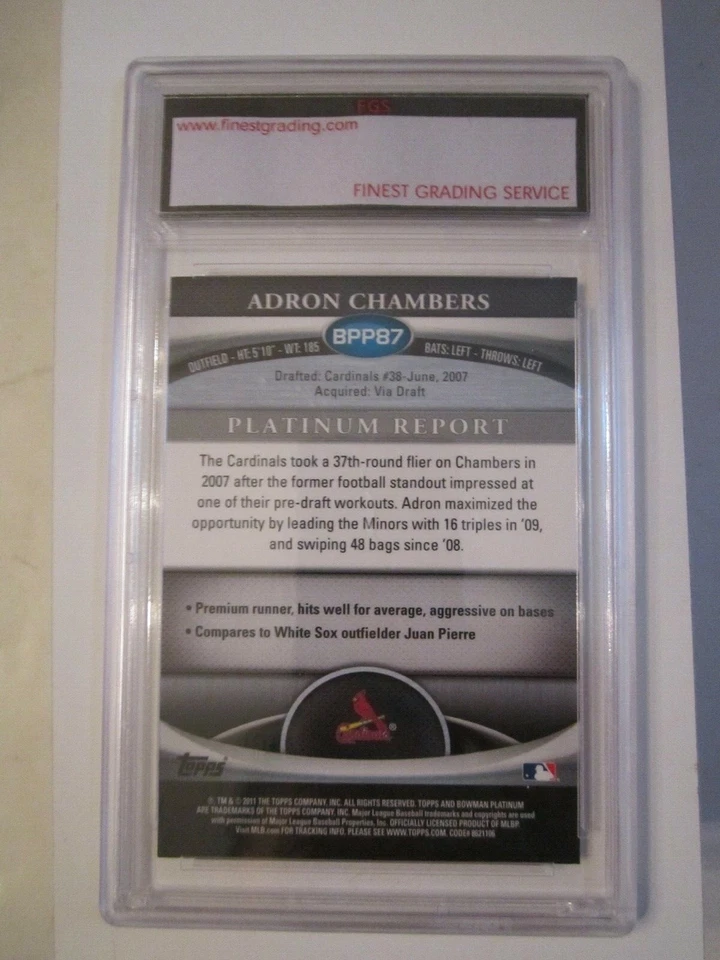 2011 ADRON CHAMBERS #87 REFRACTOR BASEBALL CARD FGS GRADED GEM MINT 10 -BBA5 - Image 2 of 2