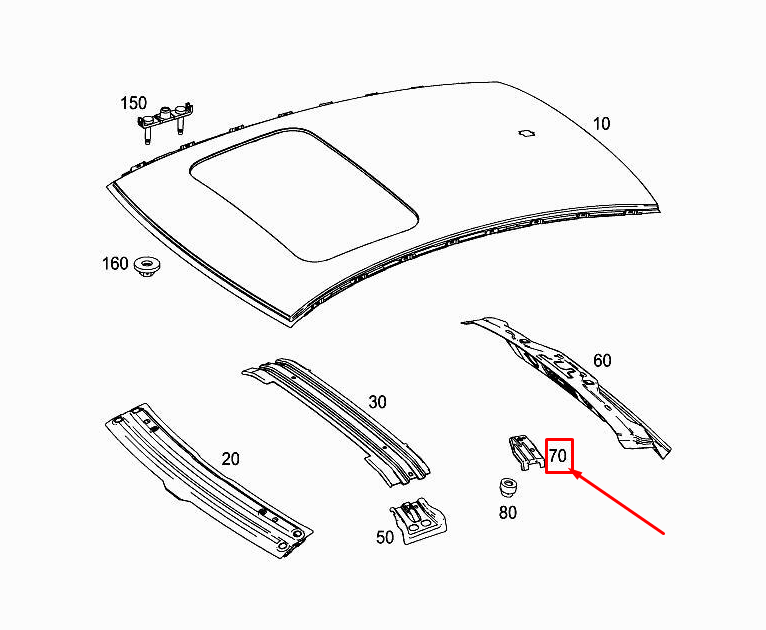Support de toit arrière gauche supérieur MERCEDES-BENZ GLC X253 A2536304301