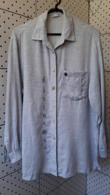 Emperial LANDHAUS Women Gray Shirt Tyrolean Edelweiss Embroidery Long Sleeve 42