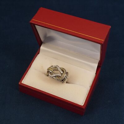 Lagos Caviar Sterling & 18k Yellow Gold Newport Diamond Ring