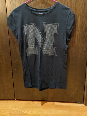 Nebraska Cornhuskers Youth Large Black Shirt with silver N Soft